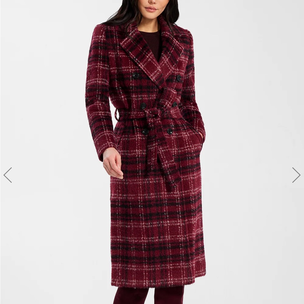 Long Plaid Double Breasted Coqt